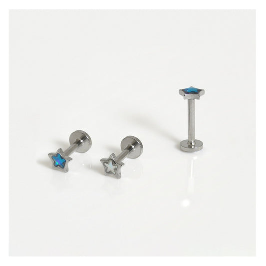 Steel Opal Star Labret - Internally Threaded