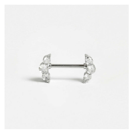 Steel Jewelled Crescent Nipple Bar
