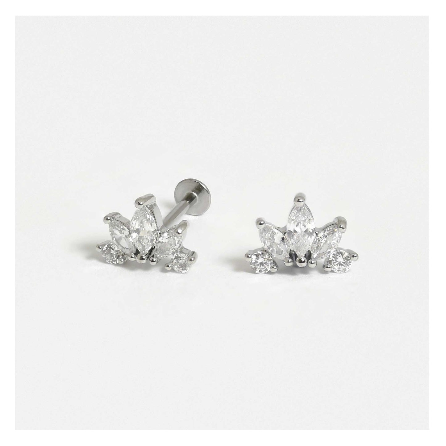 Steel Labret with Marquise Petals
