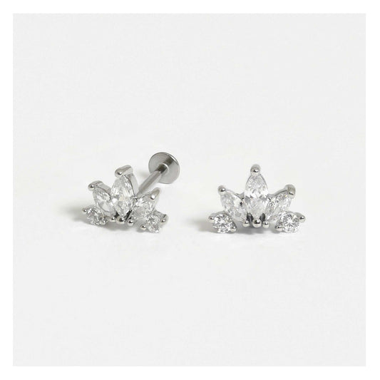 Steel Labret with Marquise Petals