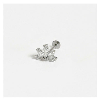 Steel Labret with Marquise Petals