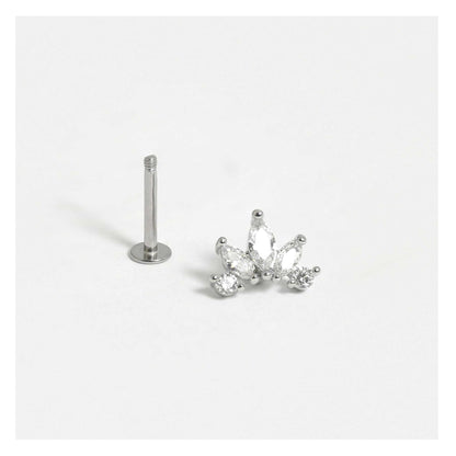 Steel Labret with Marquise Petals