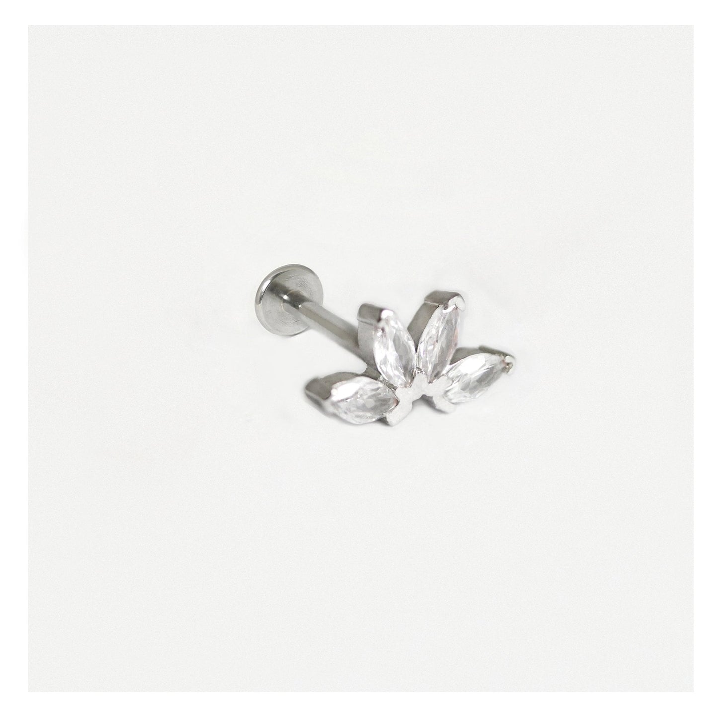 Steel CZ Petal Kiss Labret Stud - Internally Threaded