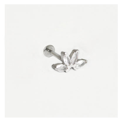 Steel CZ Petal Kiss Labret Stud - Internally Threaded