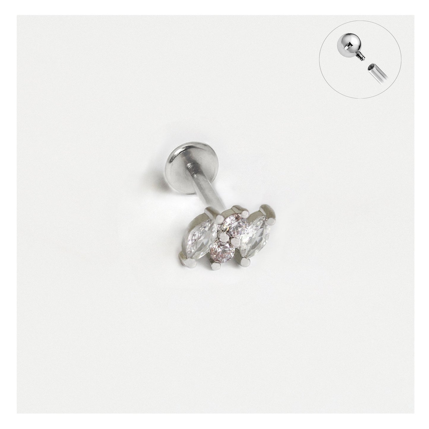 Steel Navette Labret - Internally Threaded