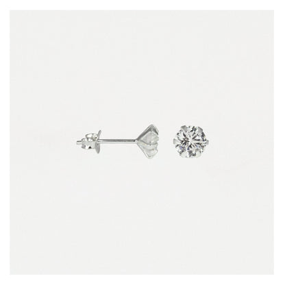 Silver Round Clear CZ Ear Studs 1.5 - 6mm