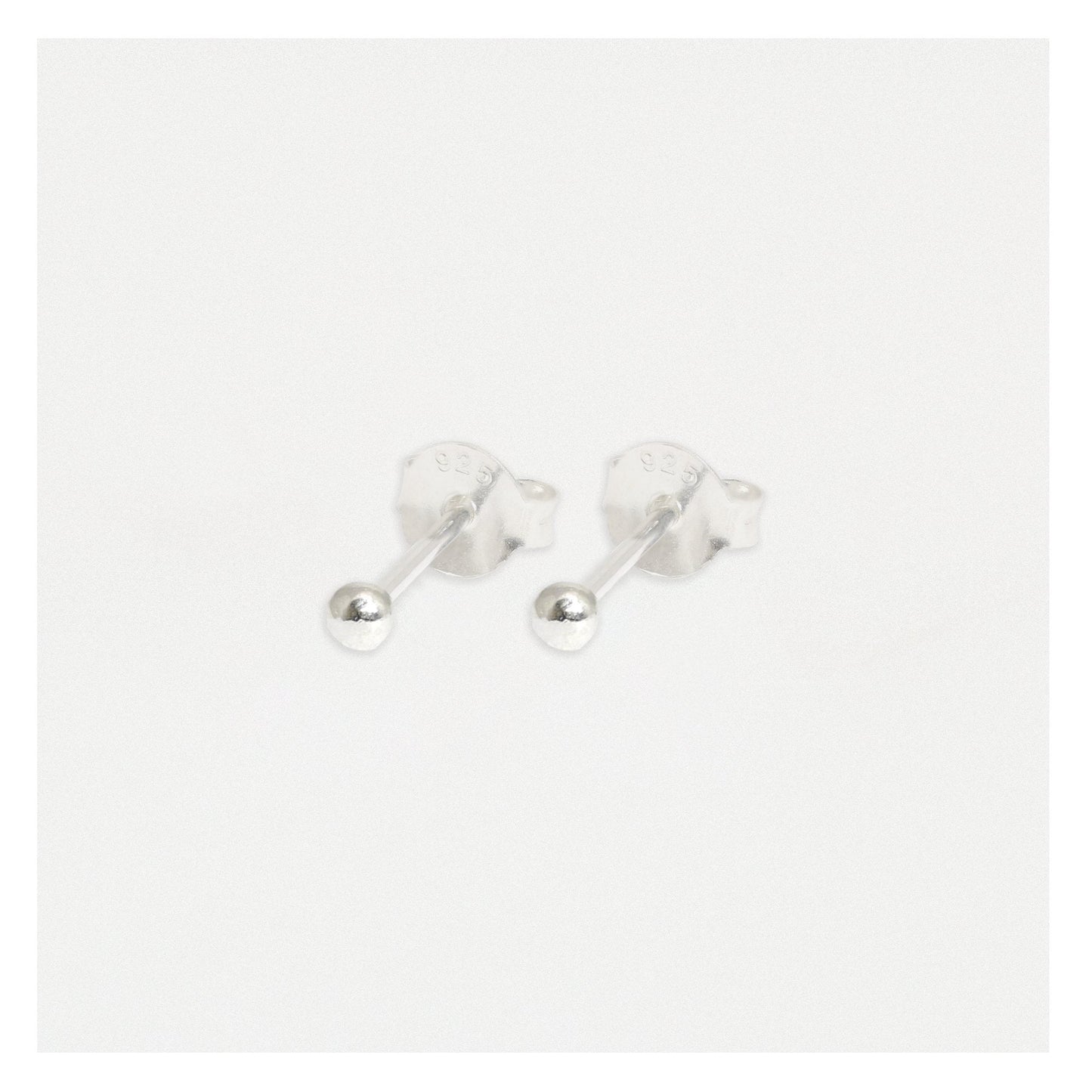 Silver Plain Ball Ear Studs 1.5 - 4mm