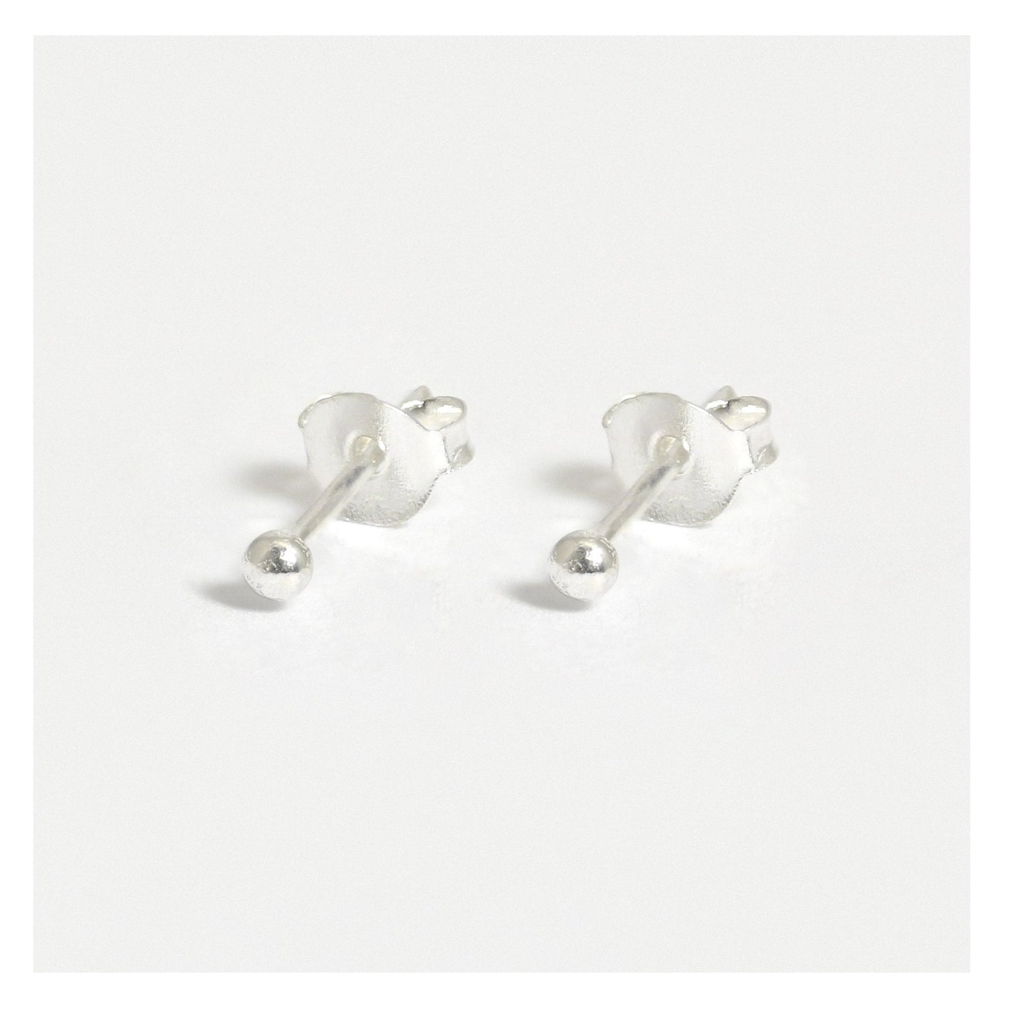 Silver Plain Ball Ear Studs 1.5 - 4mm