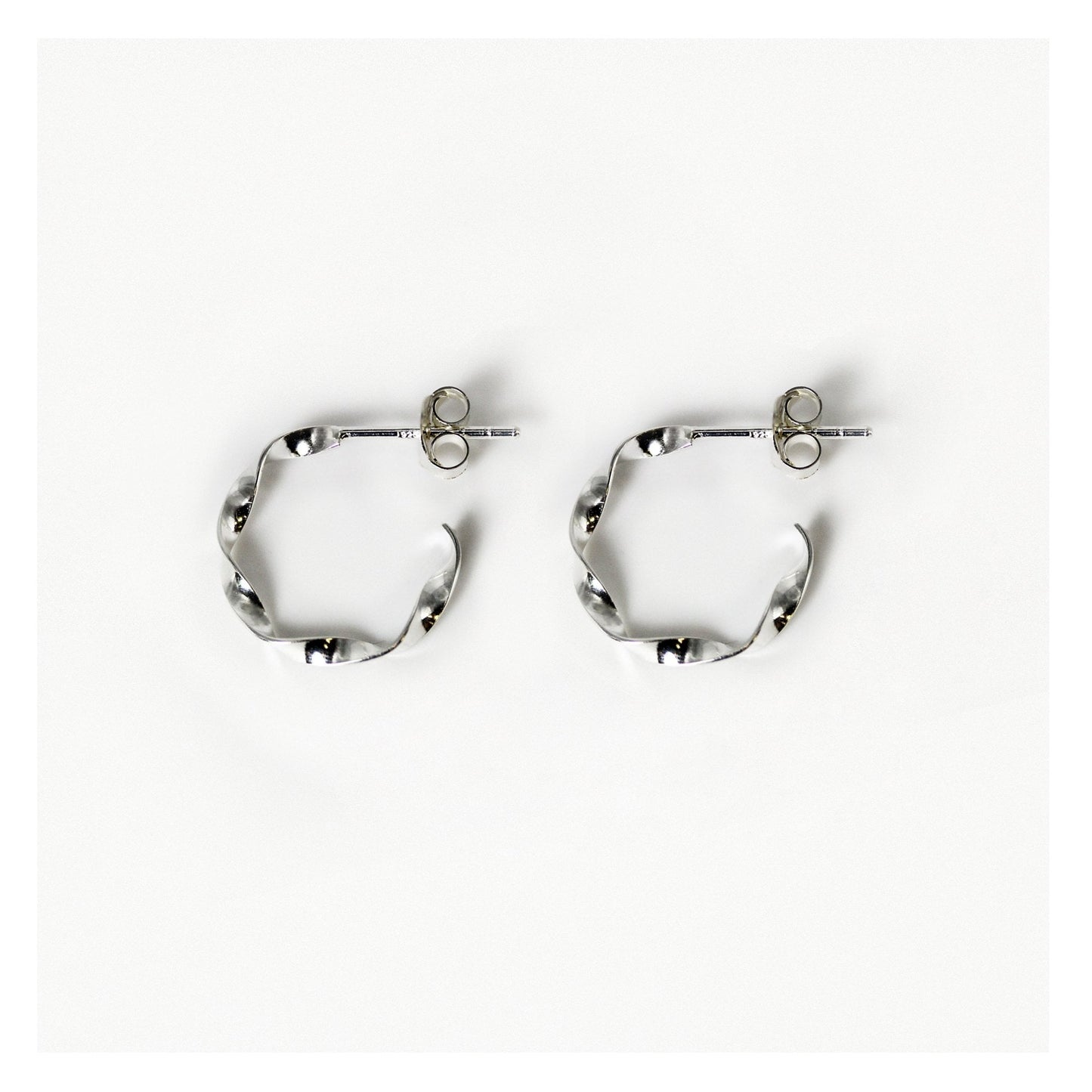 Silver Twist of Elegance Hoop Earrings - 15mm