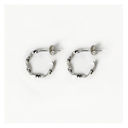 Silver Twist of Elegance Hoop Earrings - 15mm