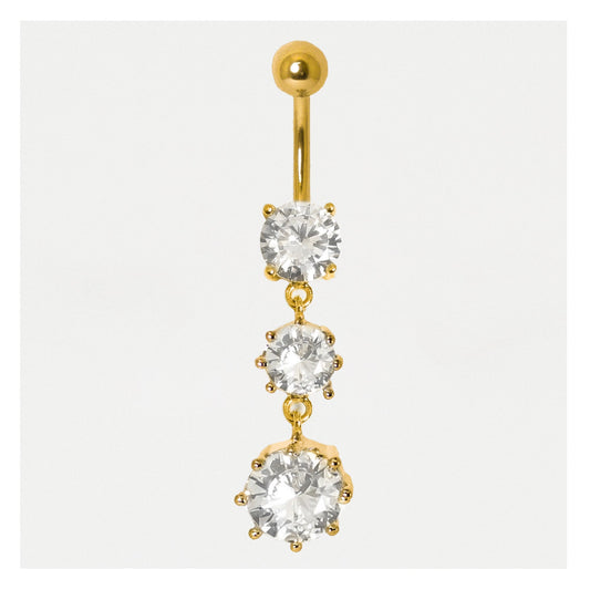 Gold Tumbling Crystals Belly Bar