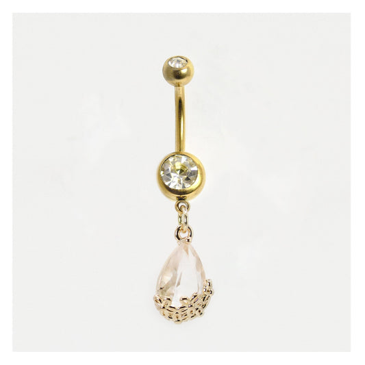 Gold Teardrop Filigree Belly Bar