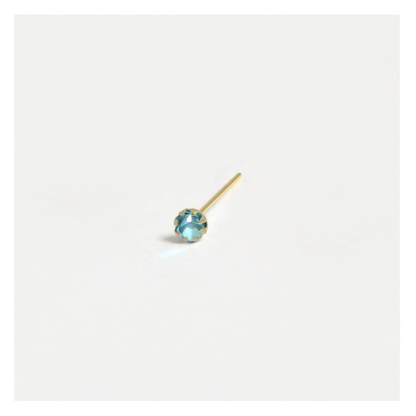 Gold Plated Silver Round Clawset Crystal Nose Pins - 2mm, Assorted Colours