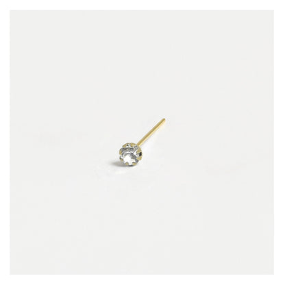 Gold Plated Silver Round Clawset Crystal Nose Pins - 2mm, Assorted Colours