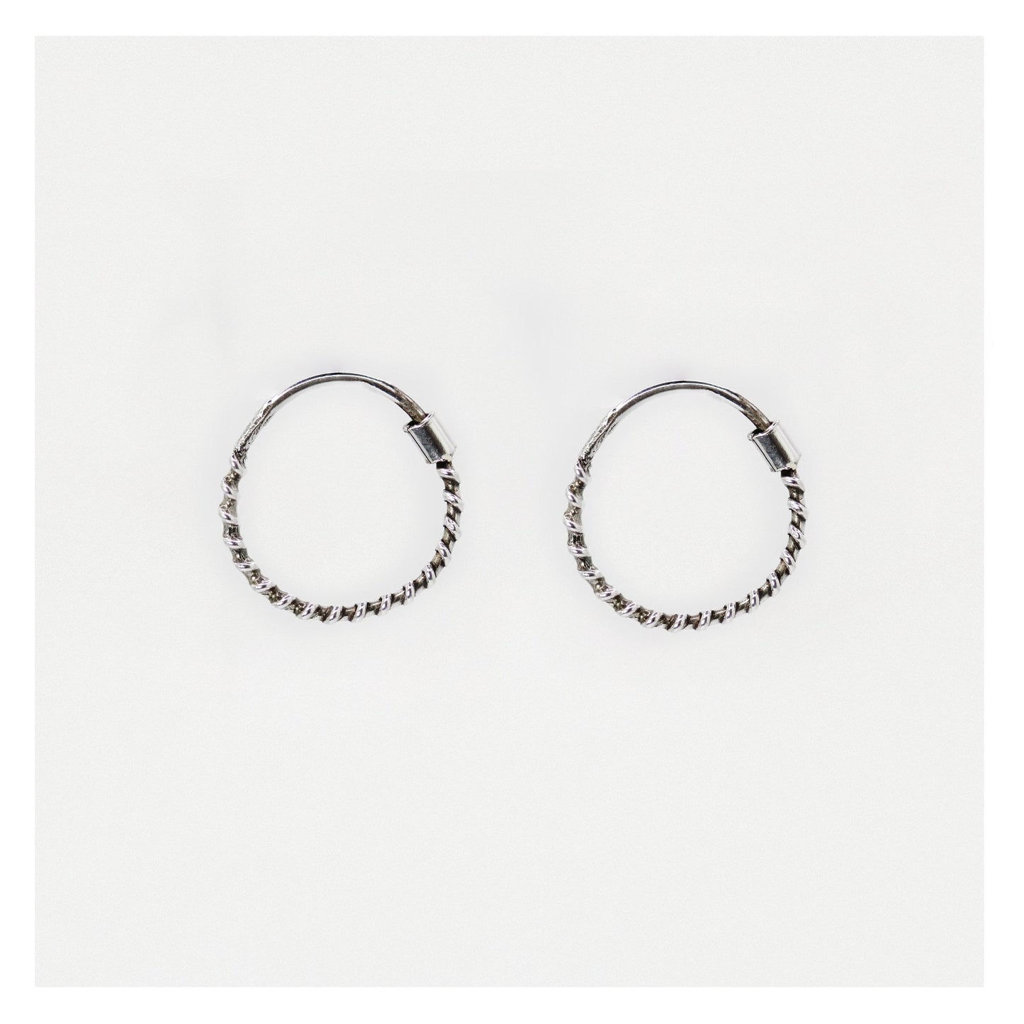 Silver Corkscrew Hoops - 14mm