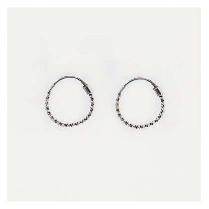 Silver Corkscrew Hoops - 14mm