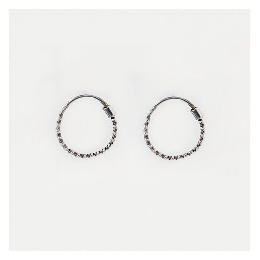 Silver Corkscrew Hoops - 14mm