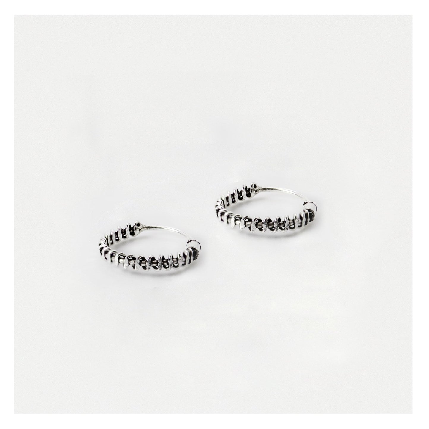 Silver Corkscrew Hoops - 14mm