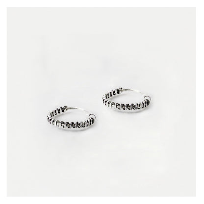 Silver Corkscrew Hoops - 14mm