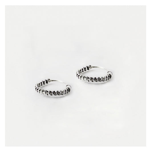 Silver Corkscrew Hoops - 14mm