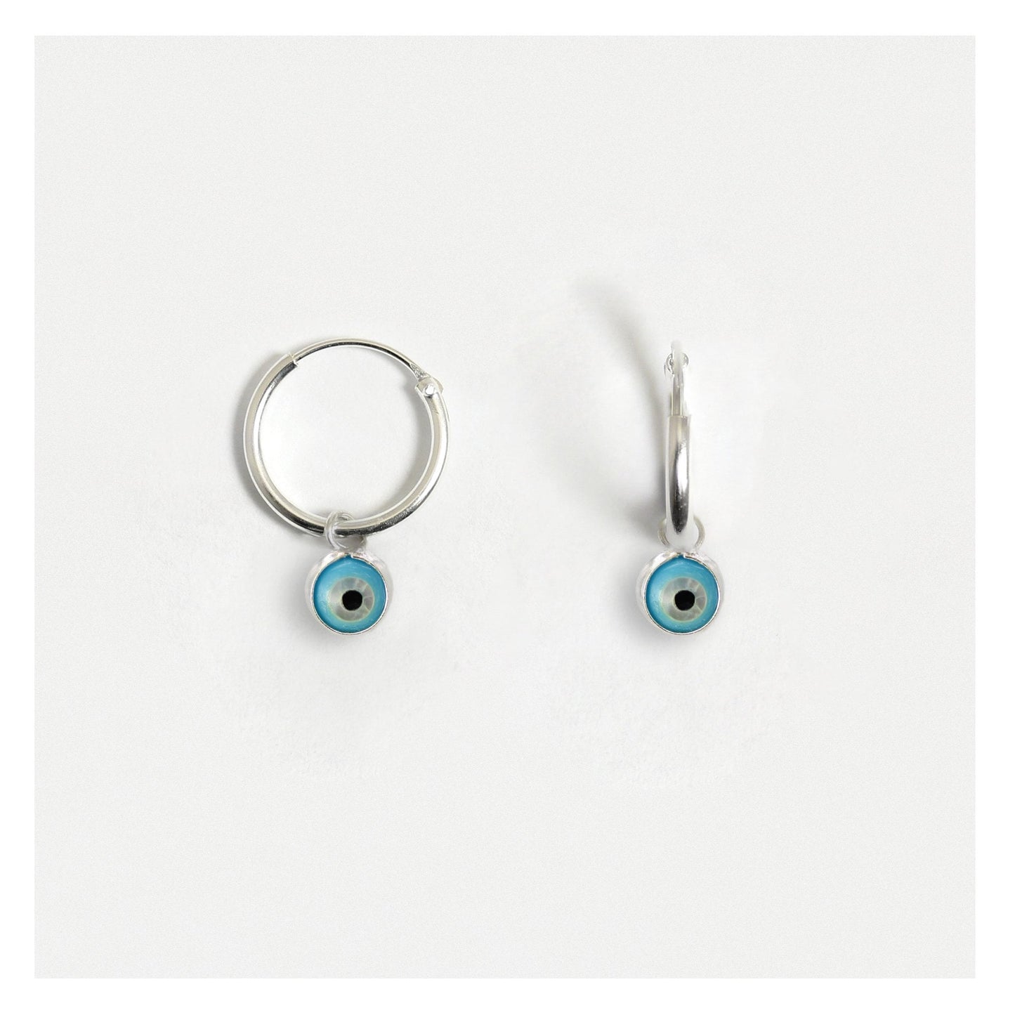 Silver Mini All-Seeing Eye Dangle Hoops - 12mm