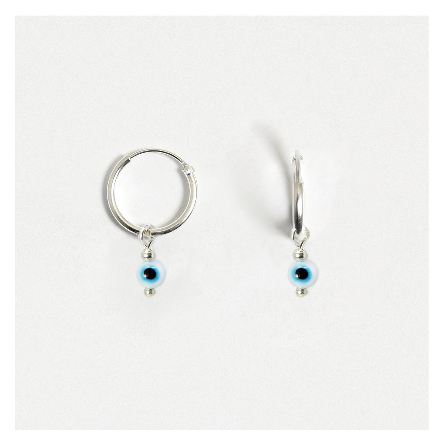 Silver Beady Eye Hoops - 12mm