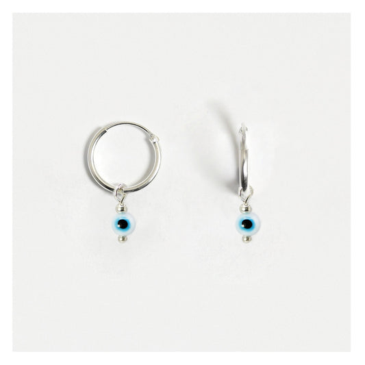 Silver Beady Eye Hoops - 12mm