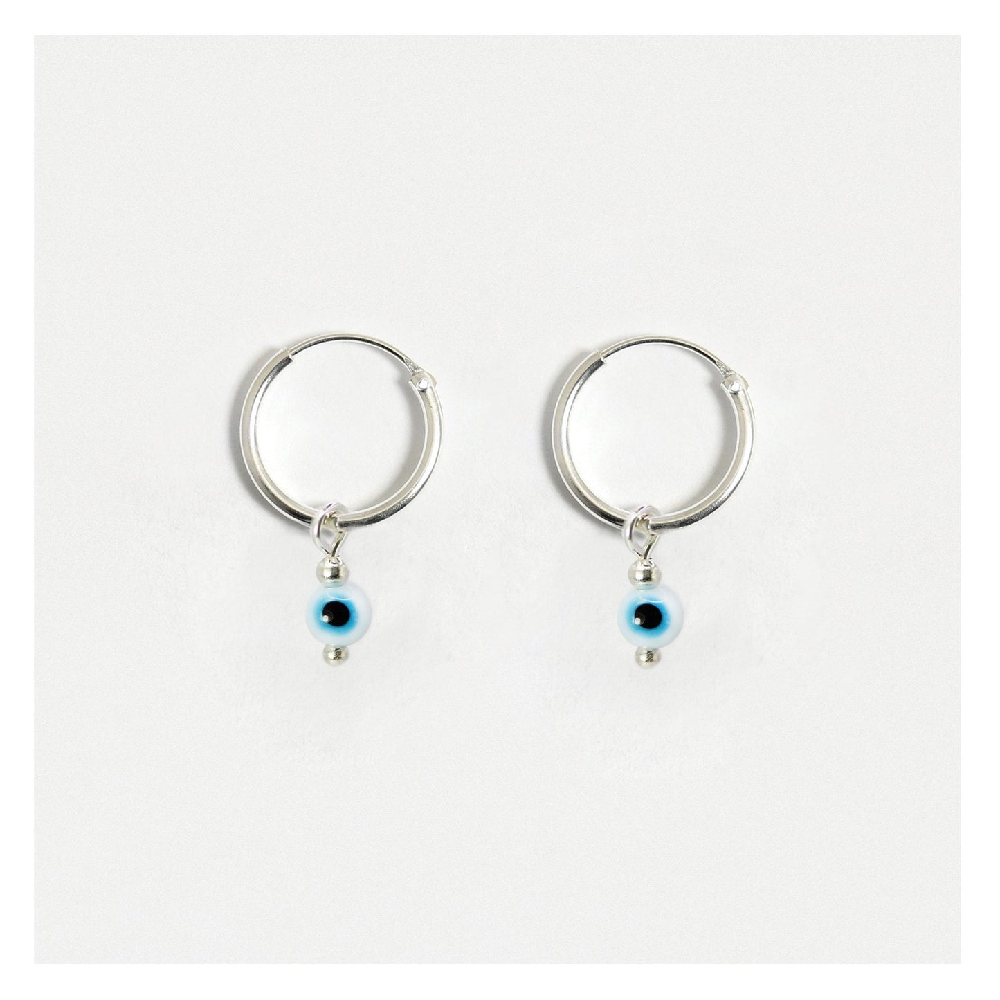 Silver Beady Eye Hoops - 12mm