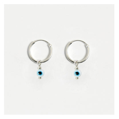 Silver Beady Eye Hoops - 12mm