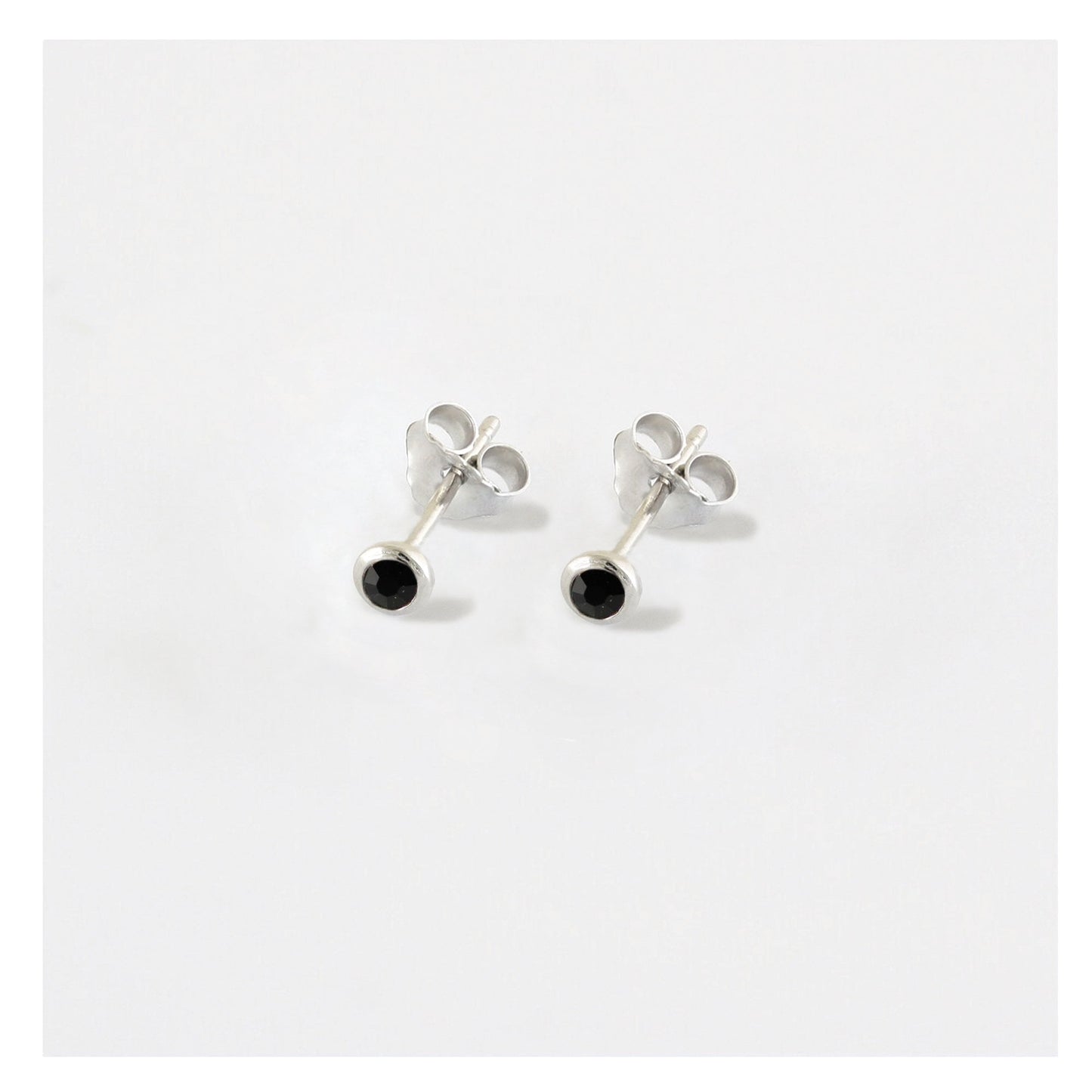 Silver Teeny Gem Ear Studs - 3mm