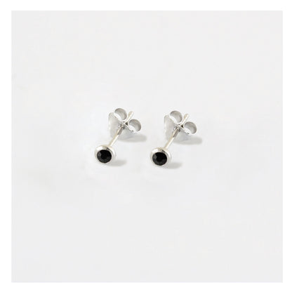 Silver Teeny Gem Ear Studs - 3mm