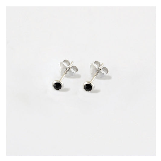 Silver Teeny Gem Ear Studs - 3mm