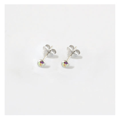 Silver Teeny Gem Ear Studs - 3mm