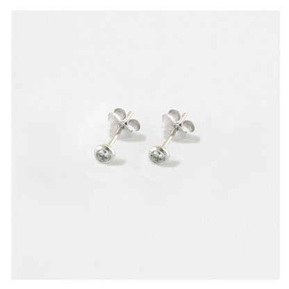 Silver Teeny Gem Ear Studs - 3mm