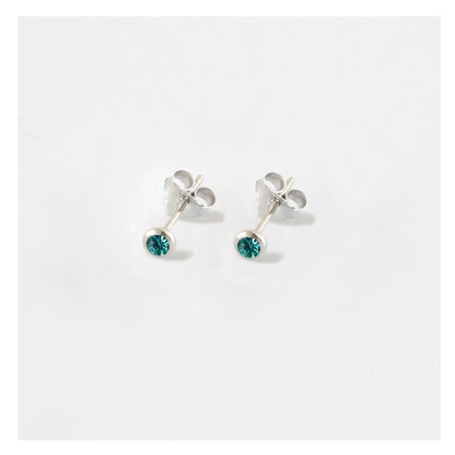 Silver Teeny Gem Ear Studs - 3mm