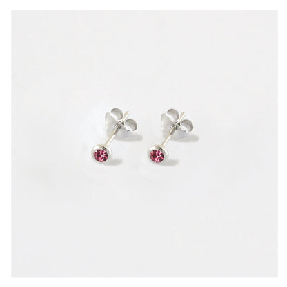 Silver Teeny Gem Ear Studs - 3mm