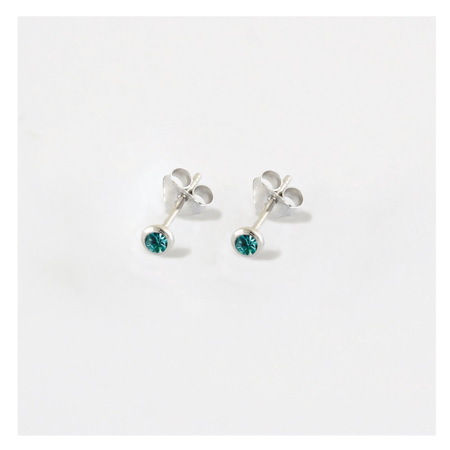 Silver Teeny Gem Ear Studs - 3mm
