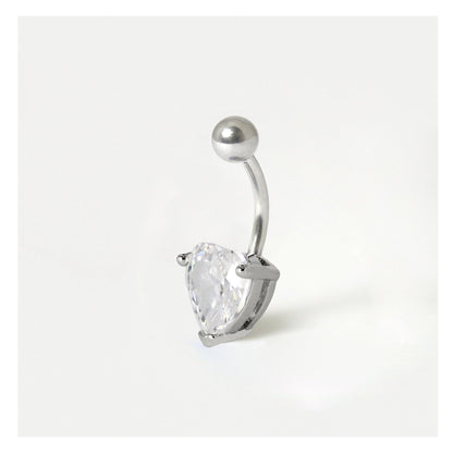 Large Gemset Heart Belly Bar