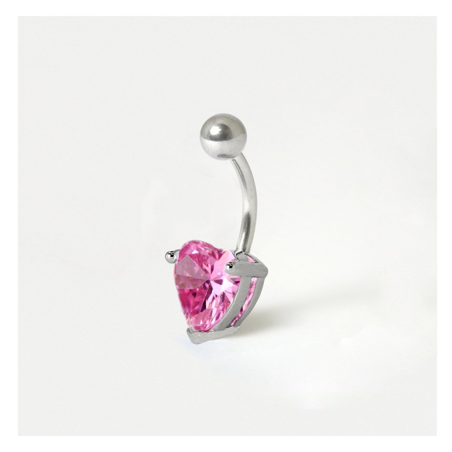 Large Gemset Heart Belly Bar