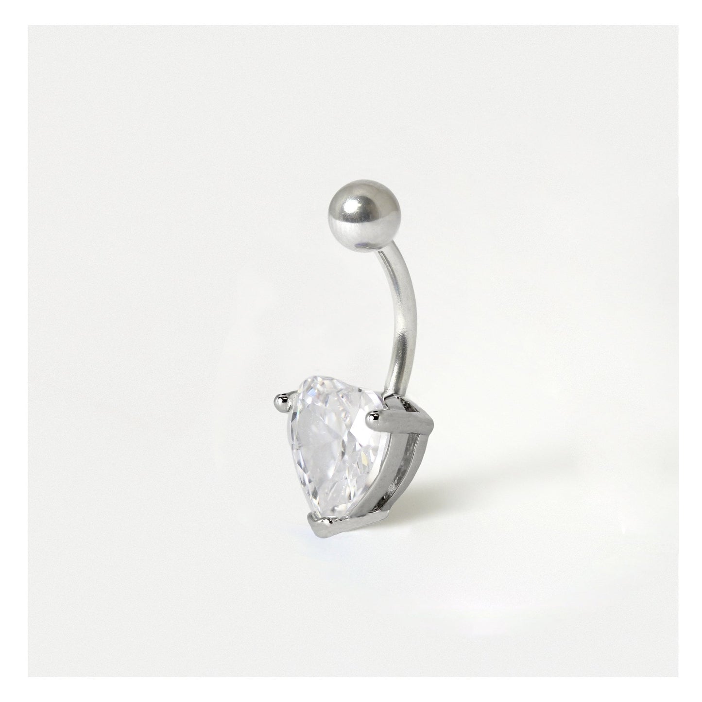 Large Gemset Heart Belly Bar
