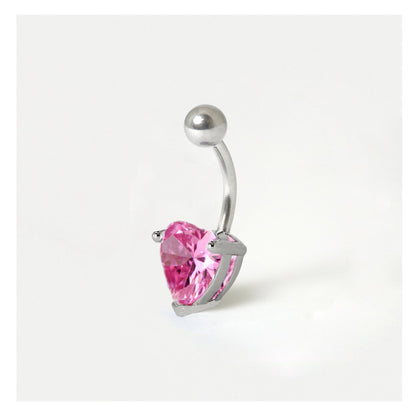 Large Gemset Heart Belly Bar
