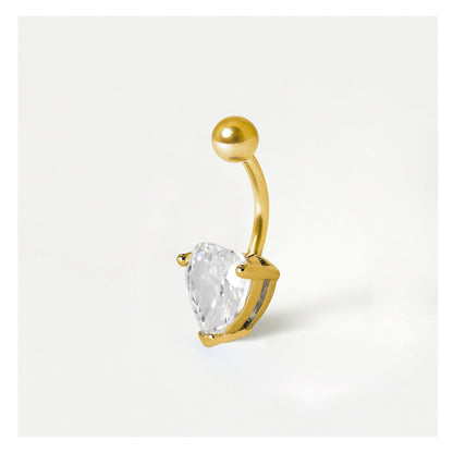 Large Gemset Heart Belly Bar