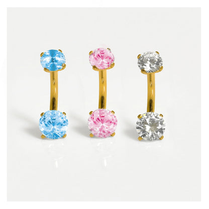Gold Double Clawset Belly Bar