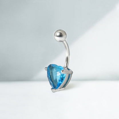 Large Gemset Heart Belly Bar