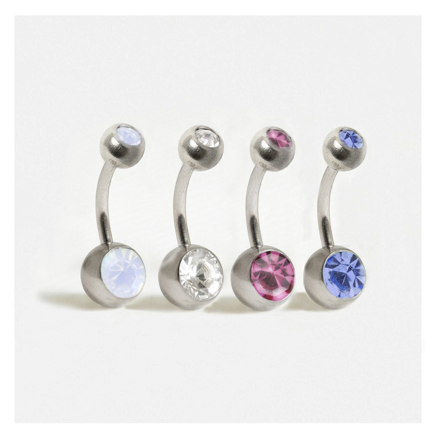 Steel Double Jewelled Belly Bar