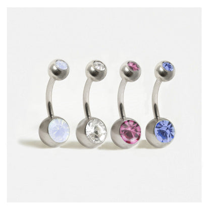 Steel Double Jewelled Belly Bar