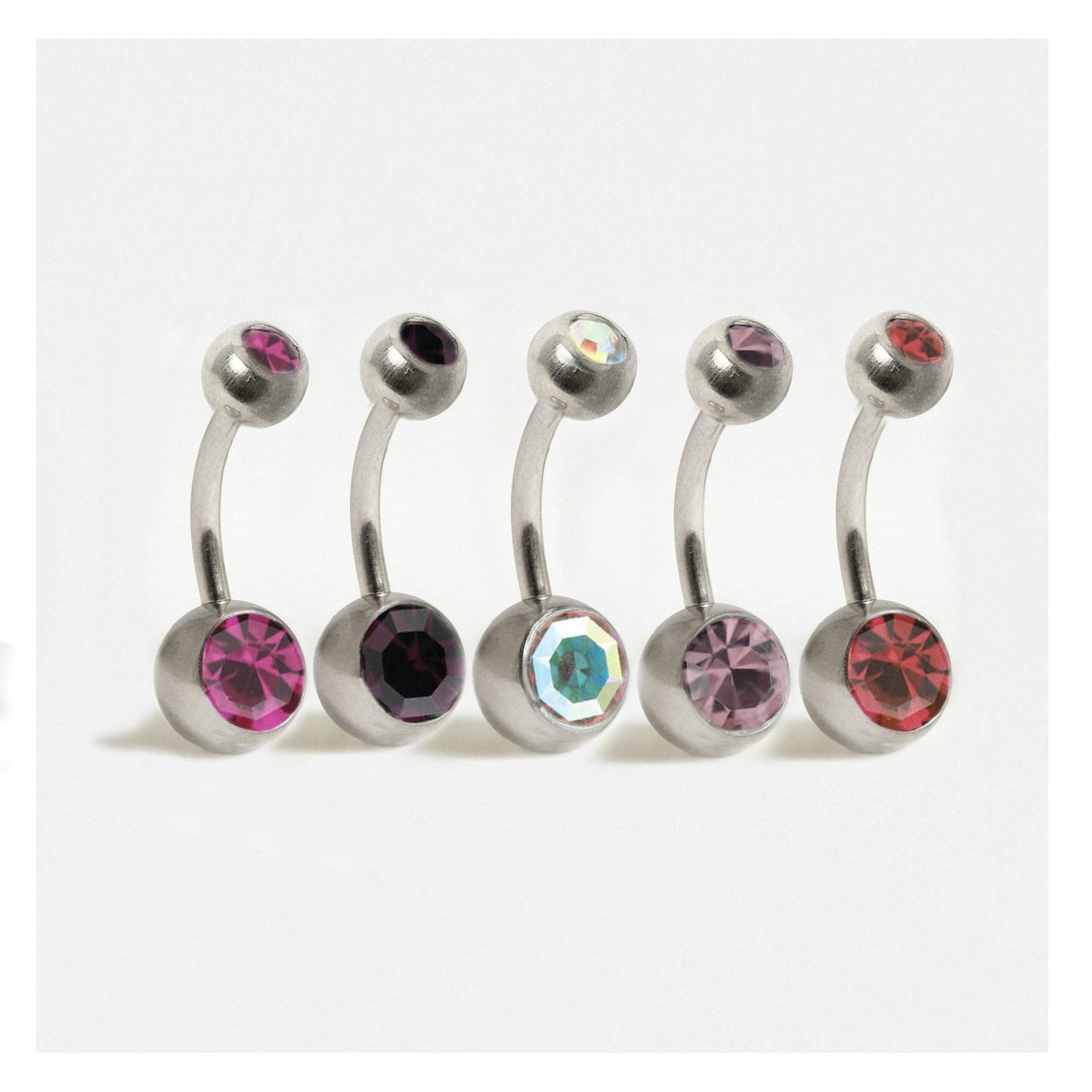 Steel Double Jewelled Belly Bar