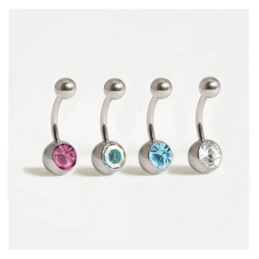Steel Jewelled Micro Belly Bar
