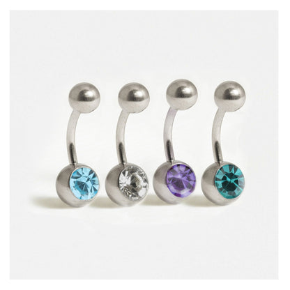 Steel Single Jewelled Belly Bar