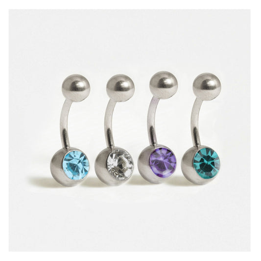 Steel Single Jewelled Belly Bar